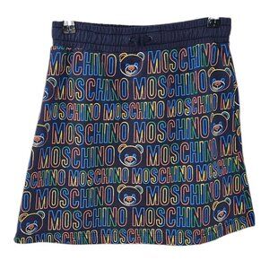 MOSCHINO Teen Girls Allover Logo Mini Skirt, Multi Color, Bear, Size 12